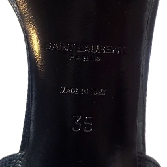Saint Laurent Black Leather Lizard Open Toe Stiletto Heels, Size EU 35/US 5, GUC - Picture 9 of 10